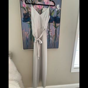 Monique Lhuillier Silver Silk Gown